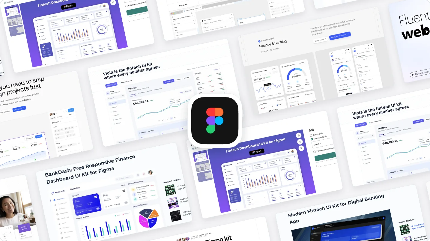 Best Figma UI kits for fintech in 2026: Viola UI, AlignUI, Untitled UI, shadcn/ui, Ant Design, Fluent 2, BankDash, Modern Fintech and RioCloud