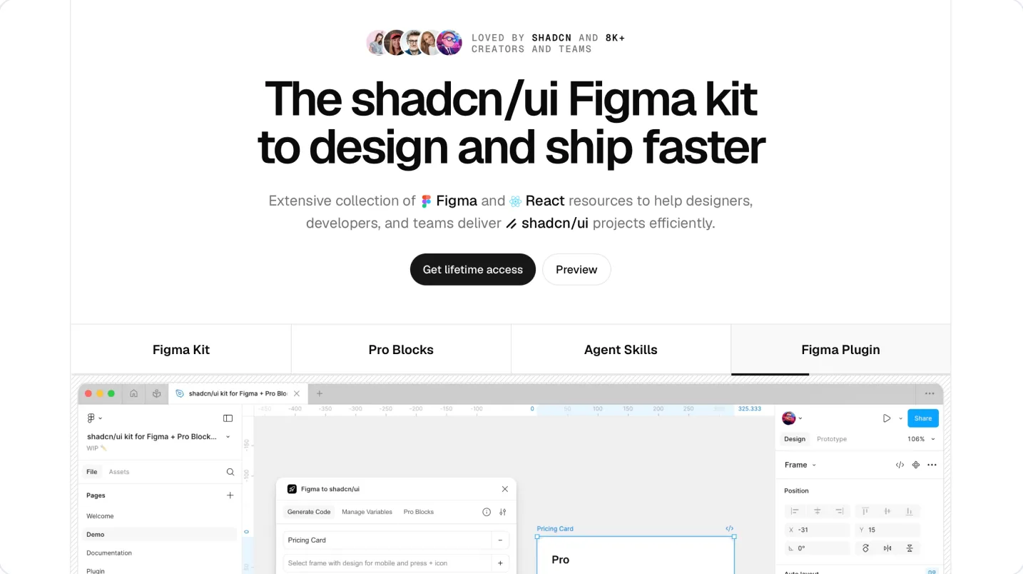 shadcn/ui kit for Figma: shadcn/ui components and charts recreated in Figma