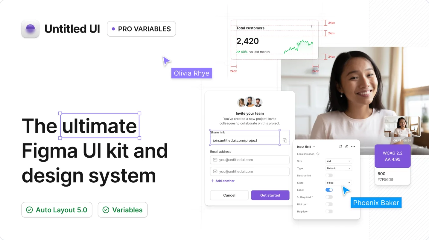 Untitled UI Figma design system: general-purpose dashboard and component examples