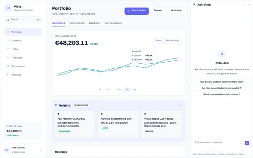 Copilot, welcome screen from Viola UI