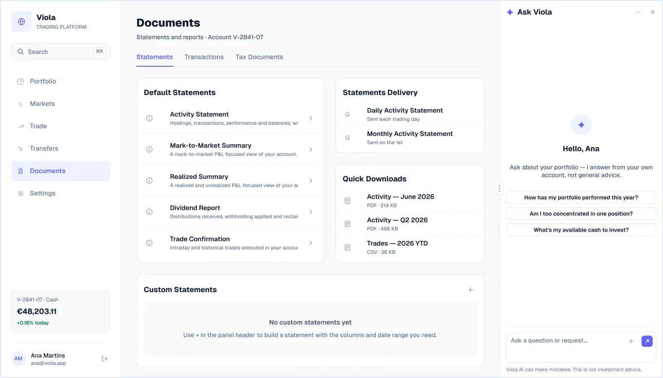 Copilot on Documents screen in light mode, from Viola UI, the fintech UI kit for Figma